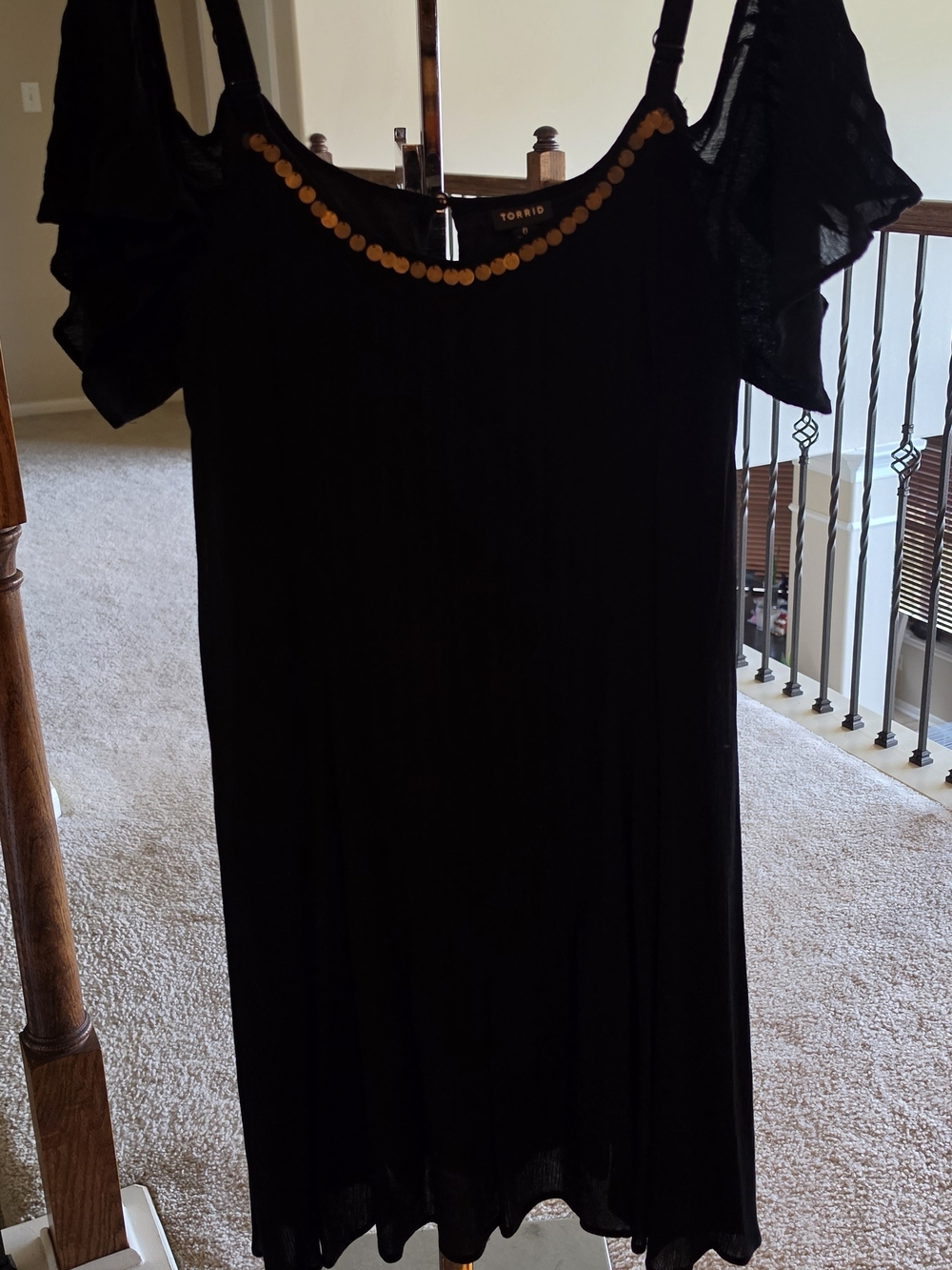 Torrid Black Midi Dress with Gold Neck Embellishment Retail $64